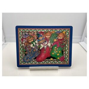 Pimpernel Christmas Teddy Bear Placemats Set Cork Back